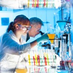 Health care professionals working in laboratory.